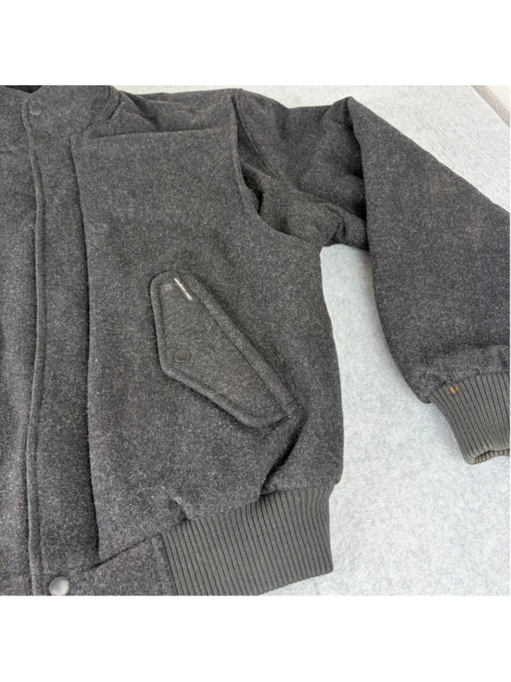 MEMBERS ONLY Wool Bomber Jacket Men’s Size 42 Gray Full Zip Made in Hong Kong